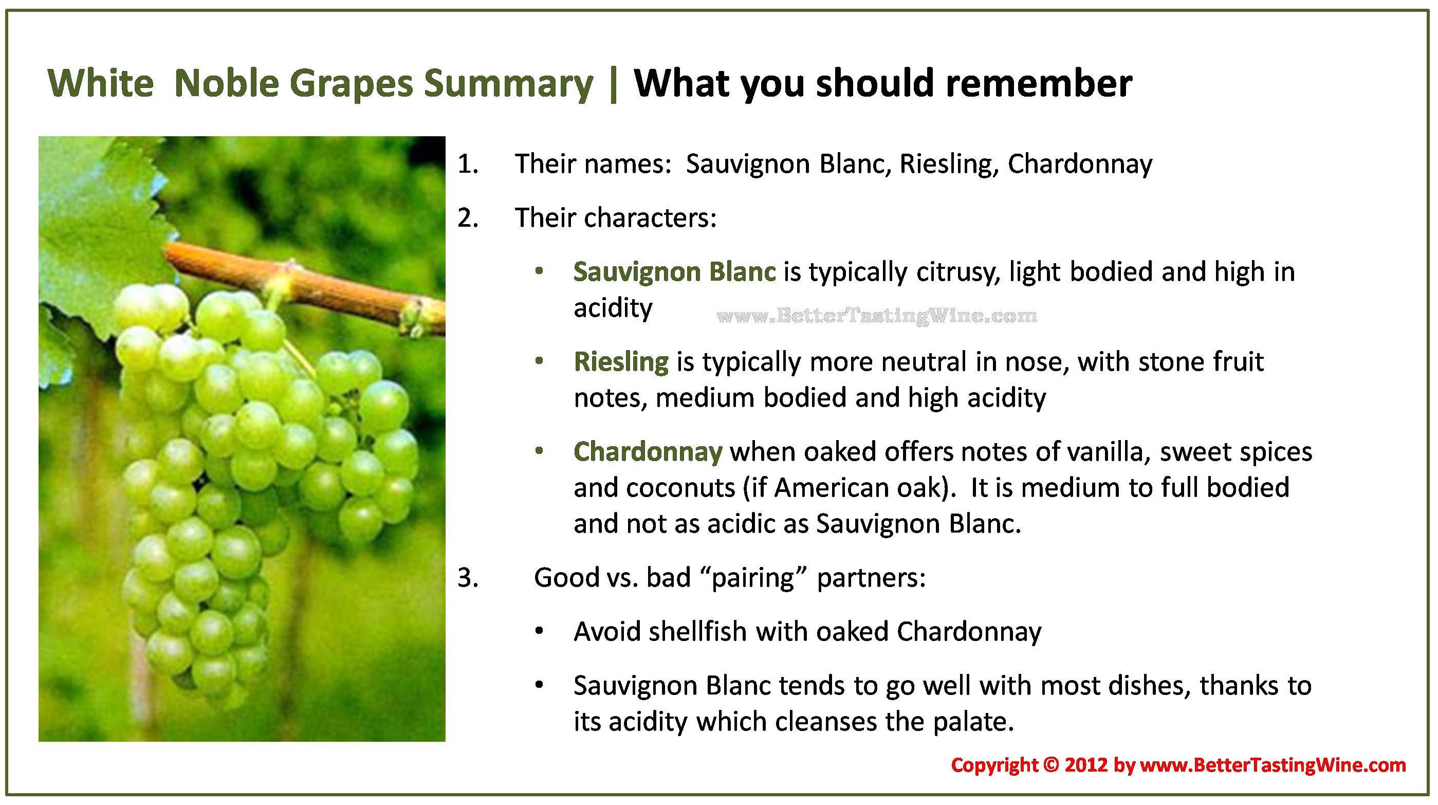 White Wine Grape Type Summary